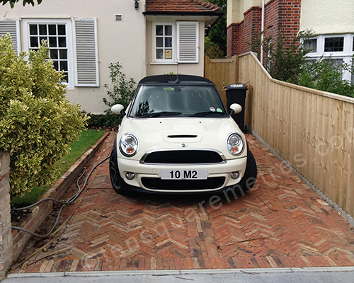 mini cooper on herringbone drive