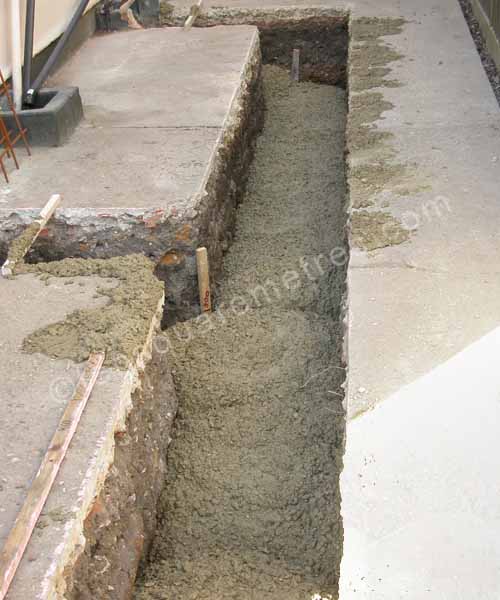 concrete in foundation trench